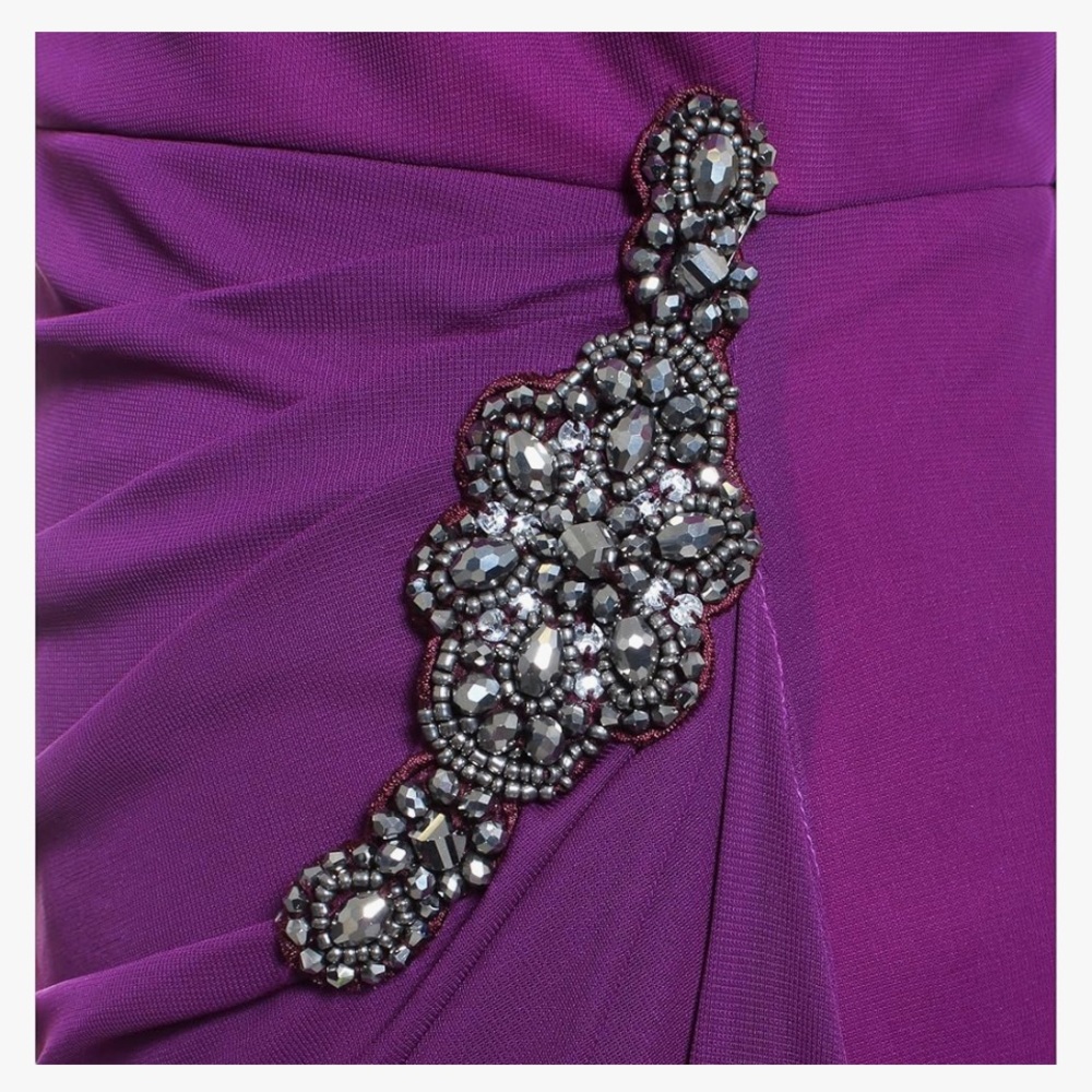 Alex Evenings Womens Purple One Shoulder Dress, formal, wedding guest, prom gown - Picture 3 of 4